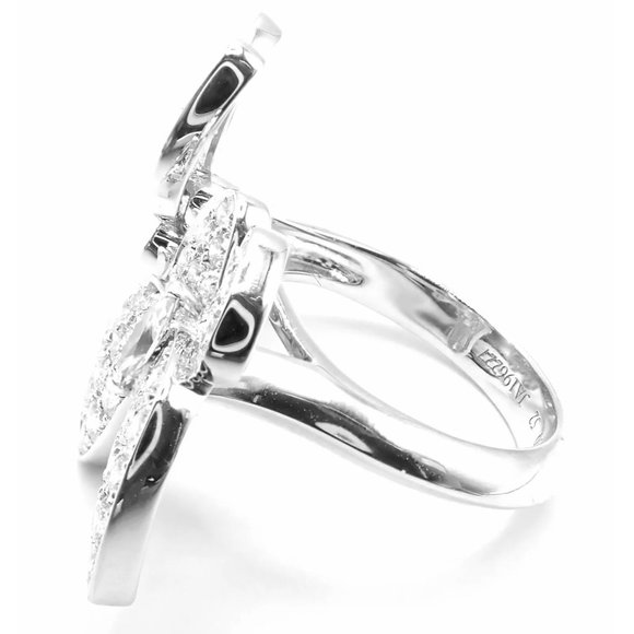 Van Cleef & Arpels 18k White Gold Diamond Two Butterfly Between Finger Ring - Picture 4 of 10